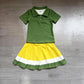 ( No moq ) Preorder Baby Girls Kids Green Buttons Shirt Skirt Shorts Yoga Active Set Clothes