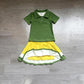 ( No moq ) Preorder Baby Girls Kids Green Buttons Shirt Skirt Shorts Yoga Active Set Clothes