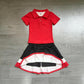( No moq ) Preorder Baby Girls Kids Red Buttons Shirt Skirt Shorts Yoga Active Set Clothes