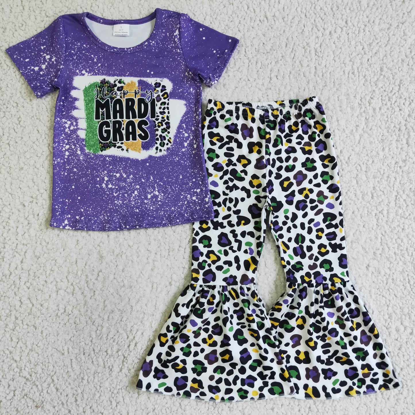 Baby Girl Kids Mardi Gras Sibling Romper Clothes Set