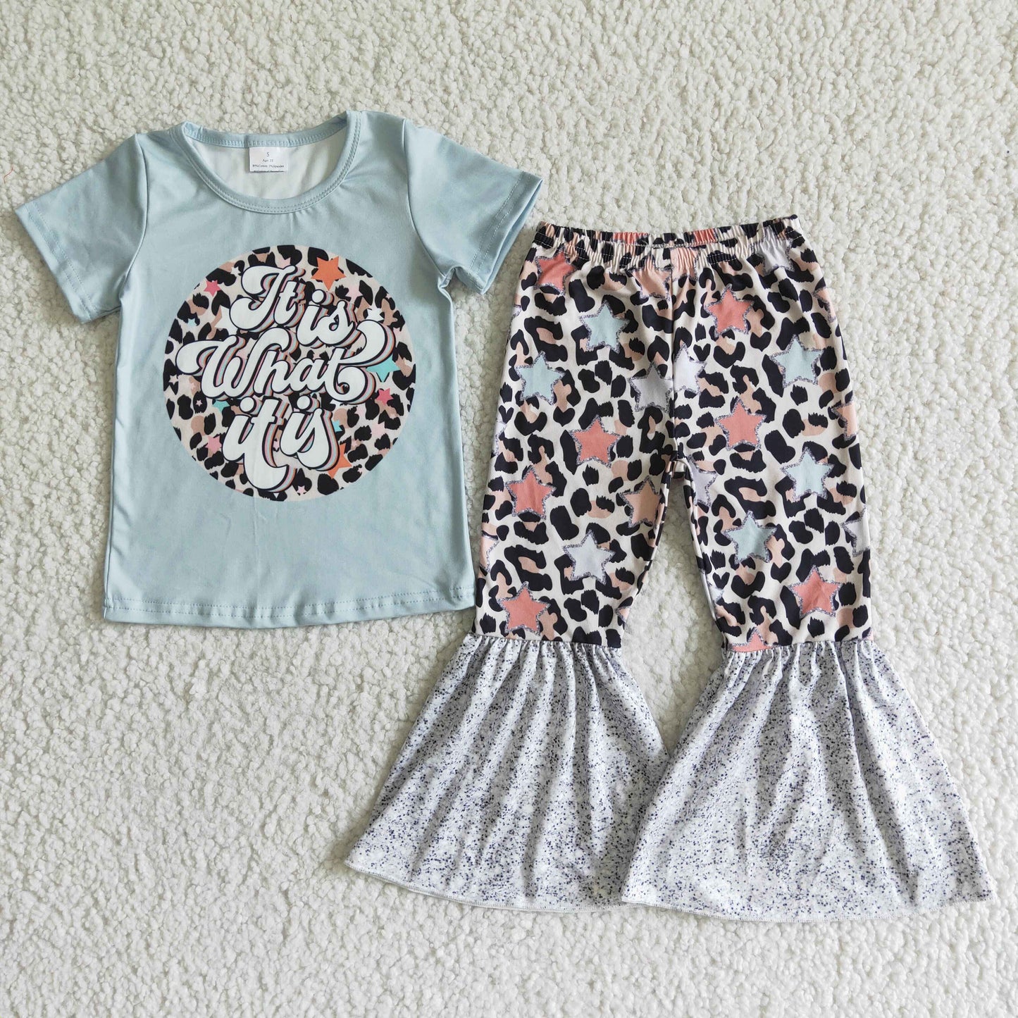 Promotion Baby Girl Stars Leopard Bell Pants Set RTS