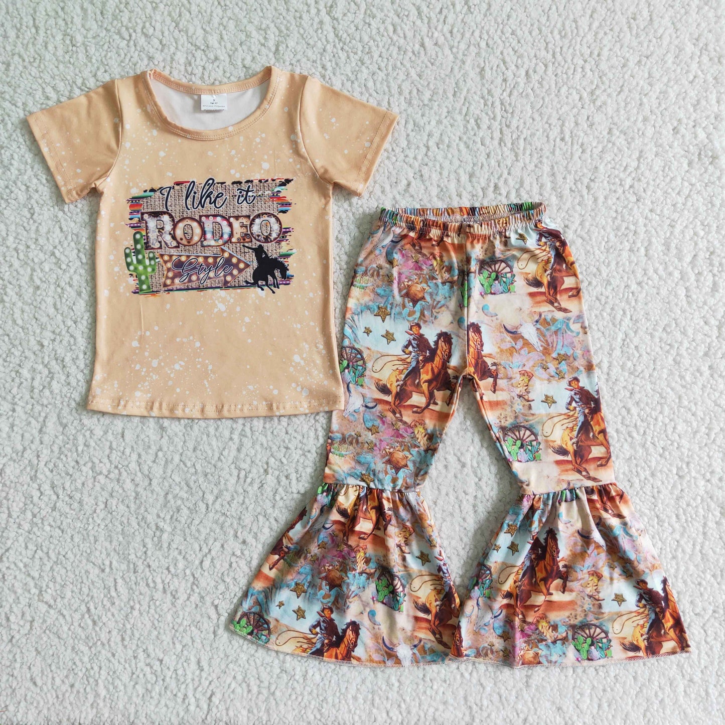 Promotion Baby Girl Western Cow Bell Pants Set RTS