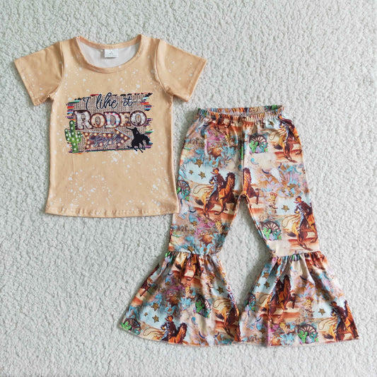 Promotion Baby Girl Western Cow Bell Pants Set RTS