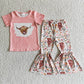 Baby Girl Short Sleeves Western Cow Flower Sibling Dress Romper Clothes Set