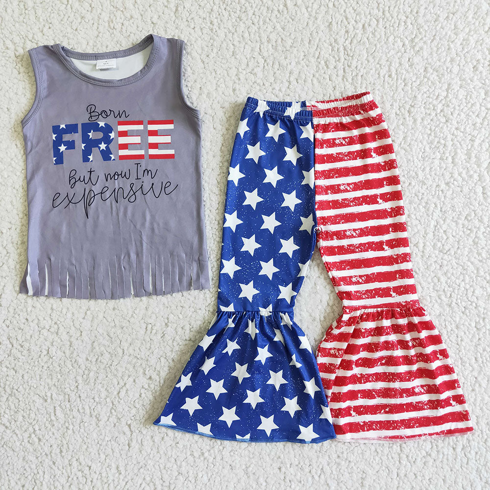 Baby Boy Girl Sleeveless 4th Of July Stars Stripes Sibling Clothes Set