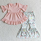 Sibling Baby Girls Short Sleeves Ruffle Tunic Western Print Bell Pants Clothes Sets RTS