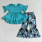 Sibling Baby Girls Short Sleeves Ruffle Tunic Western Print Bell Pants Clothes Sets RTS
