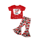 Promotion Baby Girl Halloween Crcle Red Shirt Pants Set