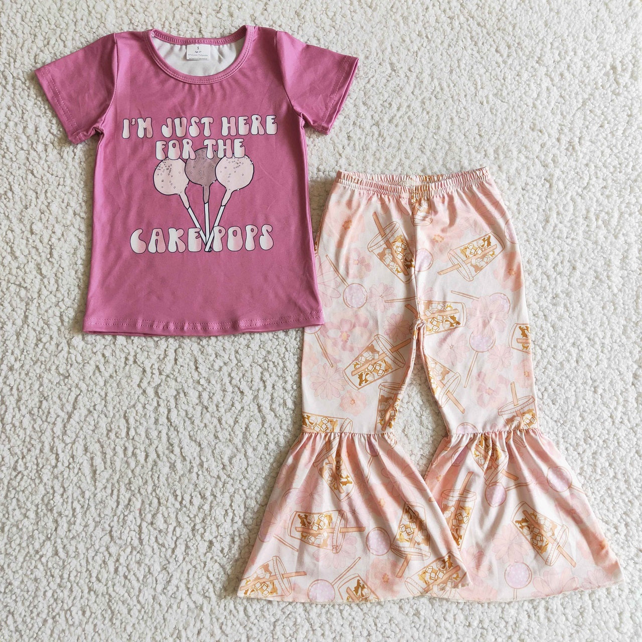 Promotion Baby Girl Cake Pops Shirt Pants Set