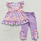 Sibling Baby Girls Kids Pumpkins Flower Tops Pants Fall Clothes Sets RTS