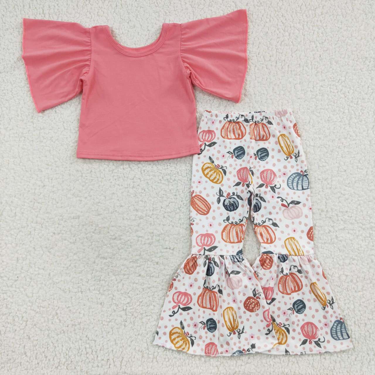 Sibling Baby Girls Kids Pumpkins Flower Tops Pants Fall Clothes Sets RTS