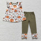 Sibling Baby Girls Kids Pumpkins Flower Tops Pants Fall Clothes Sets RTS