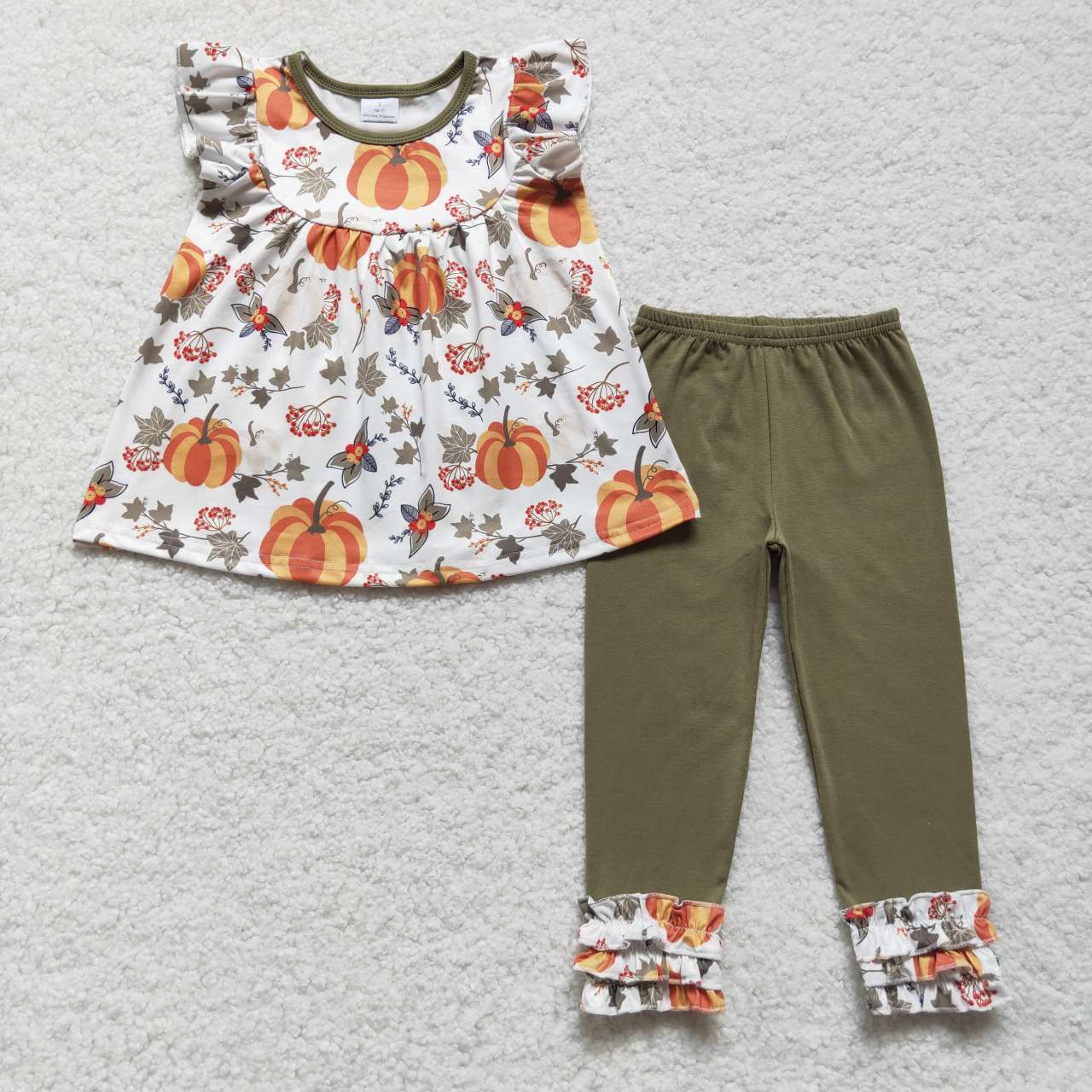 Sibling Baby Girls Kids Pumpkins Flower Tops Pants Fall Clothes Sets RTS