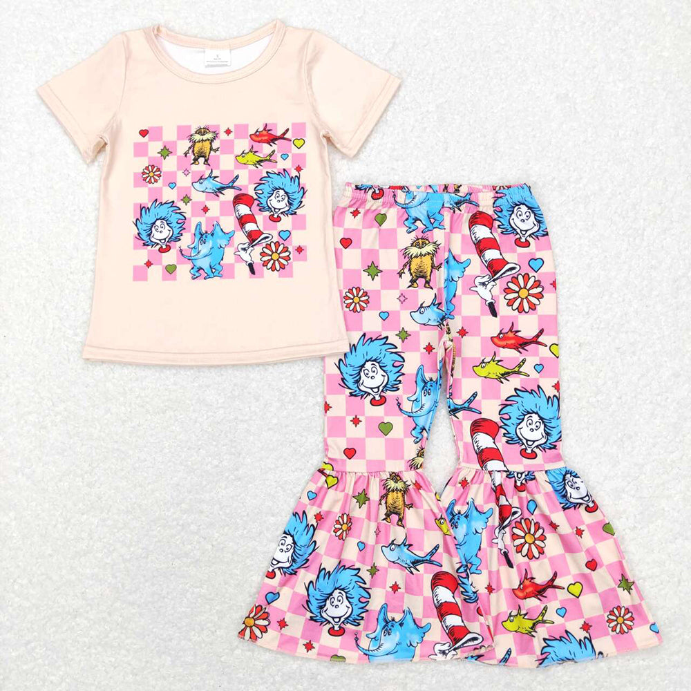 Baby Girl Short Sleeves Dr Reading Shirt Pants Sibling Outfit Clothes Set