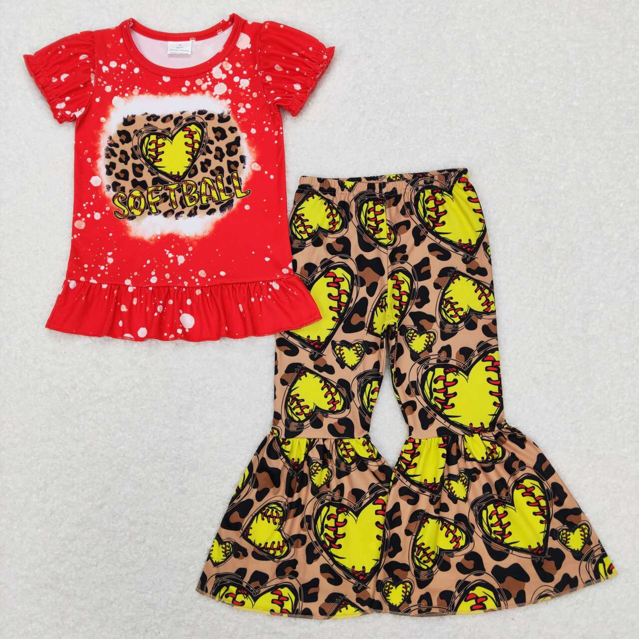 Sibling Baby Girls Kids Short Sleeves Balls Games Shirt Bell Pants Clothes Sets RTS