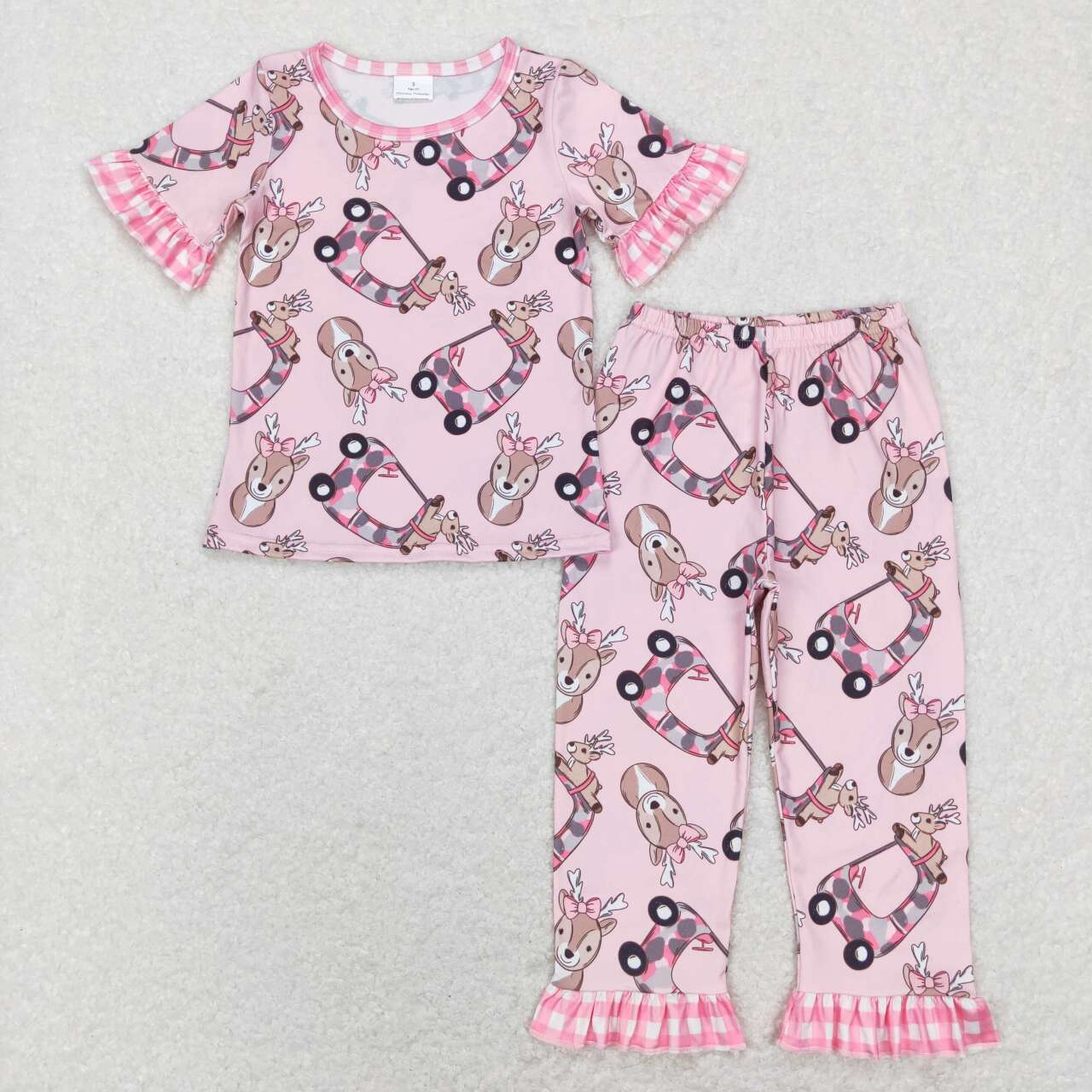 Sibling Boys Girls Kids Short Sleeves Deer Hunting Set Pajamas RTS