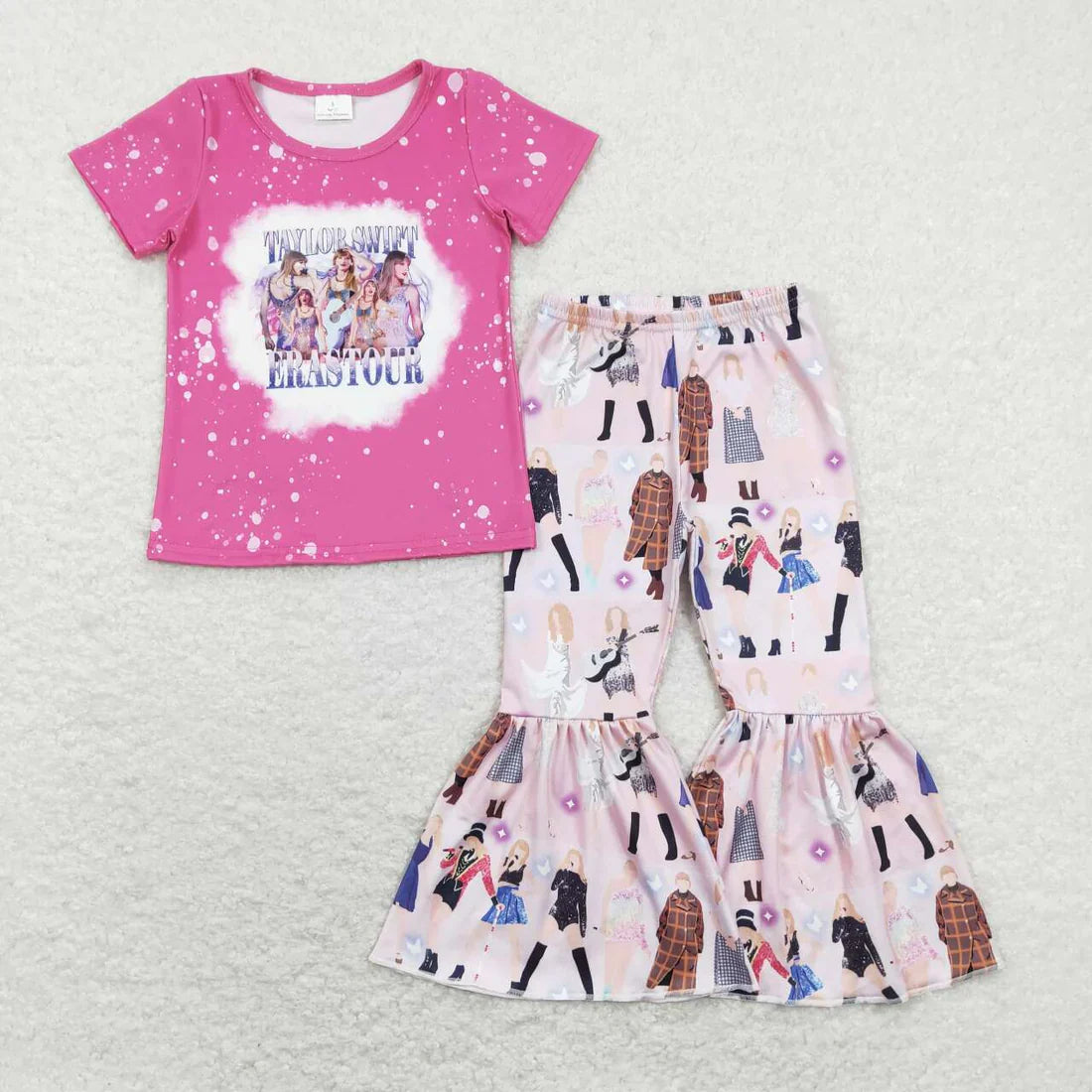 Baby Girl Short Sleeves Singer Shirt Bell Pants Sibling Set