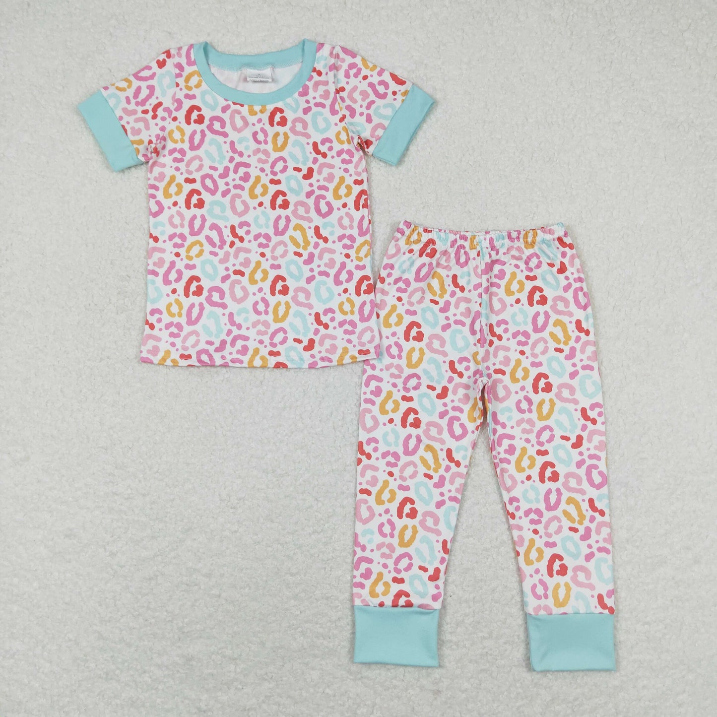 Sibling Baby Girls Short Sleeve Leopard Flower Shirts Pants Pajamas Clothes Sets RTS