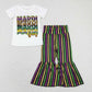 Sibling Baby Girls Kids Shorts Sleeves Shirts Stripes Bell Pants Sets Mardi Gras Clothes RTS