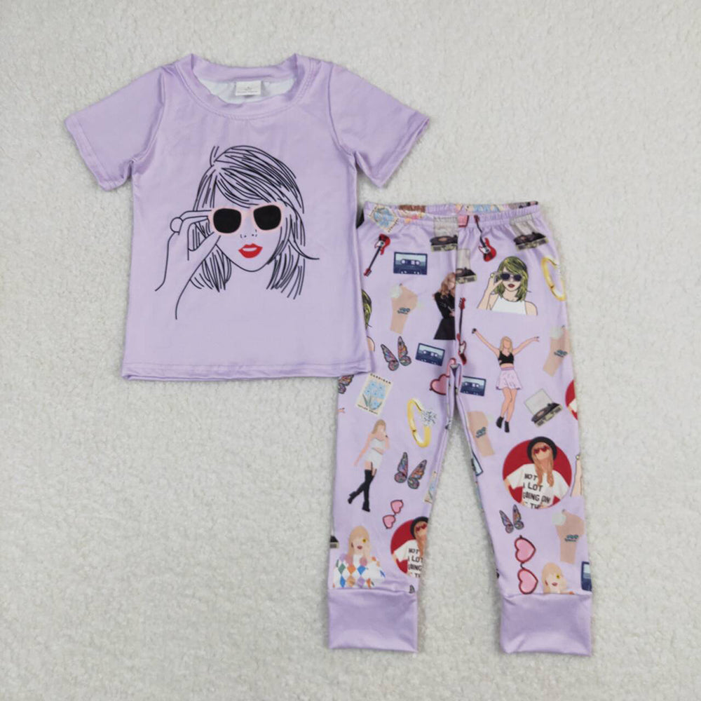 Baby Girl Short Sleeves Singer Shirt Pants Sibling Pajamas Clothes Set