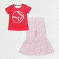 Sibling Baby Girls Kids Short Sleeves Balls Games Shirt Bell Pants Clothes Sets RTS