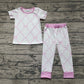 Baby Girl Short Sleeves Pink Bows Shirt Pants Pajamas Bamboo Set