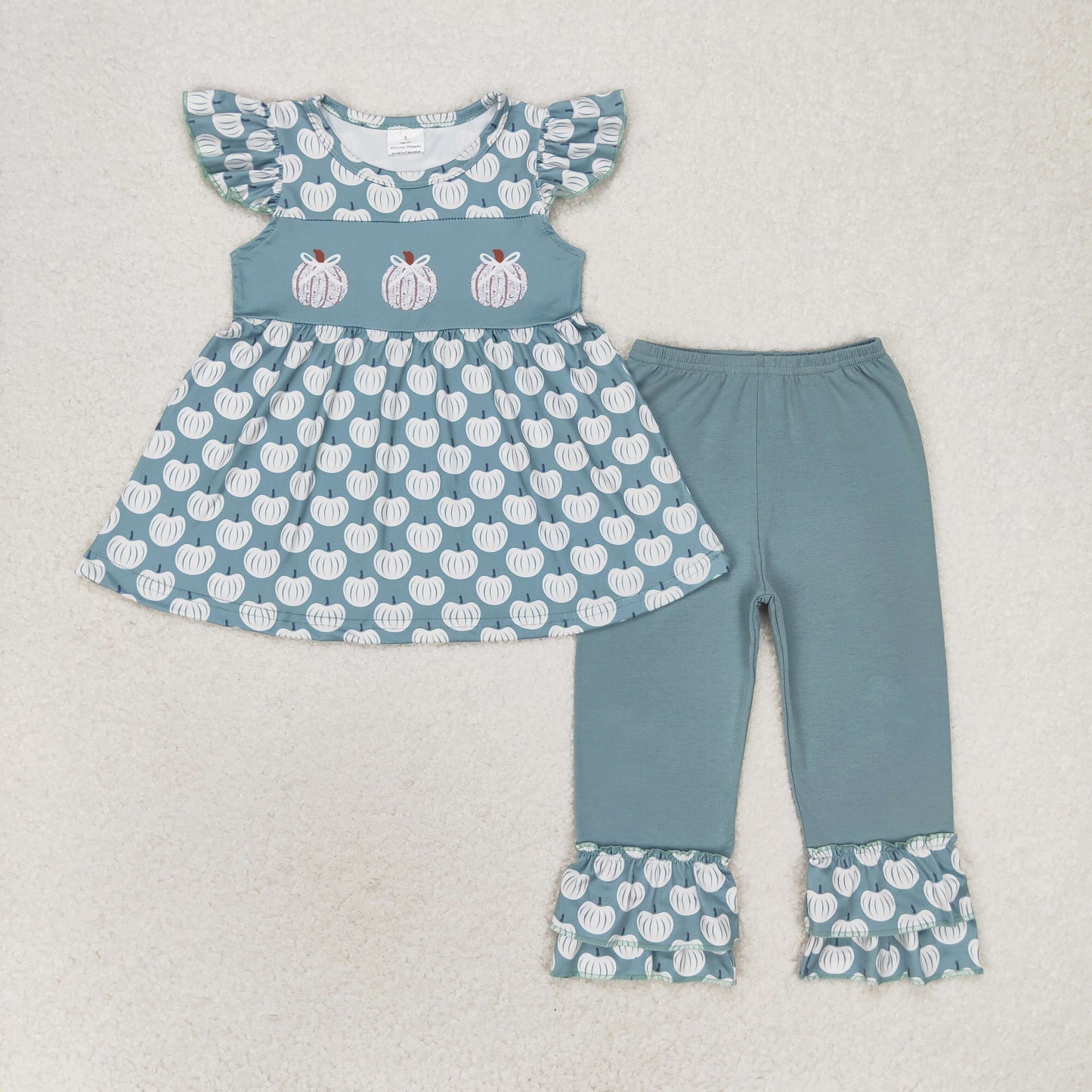 Sibling Baby Girls Kids Pumpkins Flower Tops Pants Fall Clothes Sets RTS