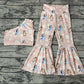 Baby Girl One Shoulder Tops Dogs Flower Rainbow Bell Pants Set