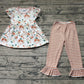 Baby Girl Short Sleeves Flower Tunic Stripes Pants Set