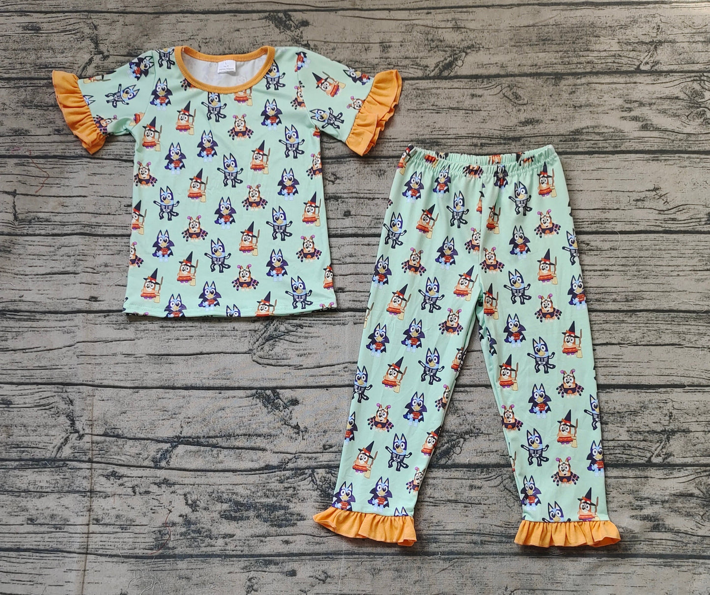 Baby Girl Short Sleeves Dogs Shirt Pants Pajamas Halloween Set