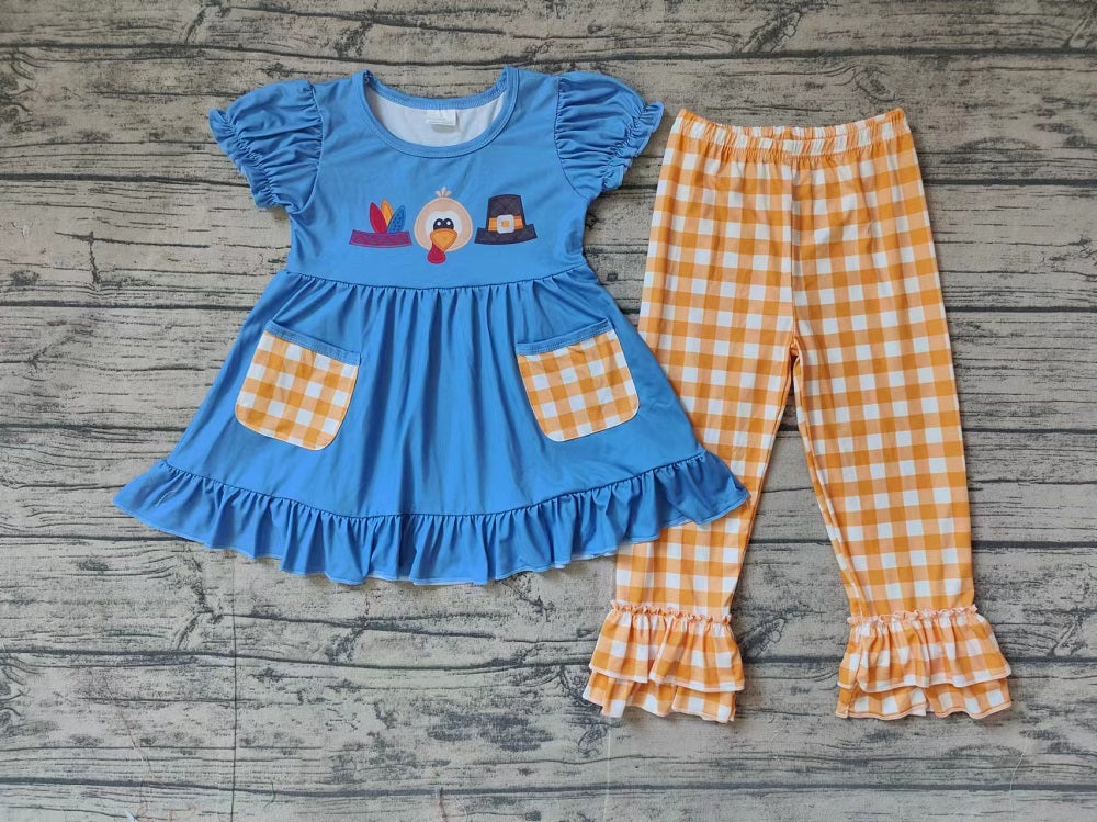 Baby Girl Thanksgiving turkey Pockets Tunic Pants Set