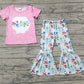 Baby Girl Short Sleeves Outside Cartoon Pink Shirt Bell Pants Set