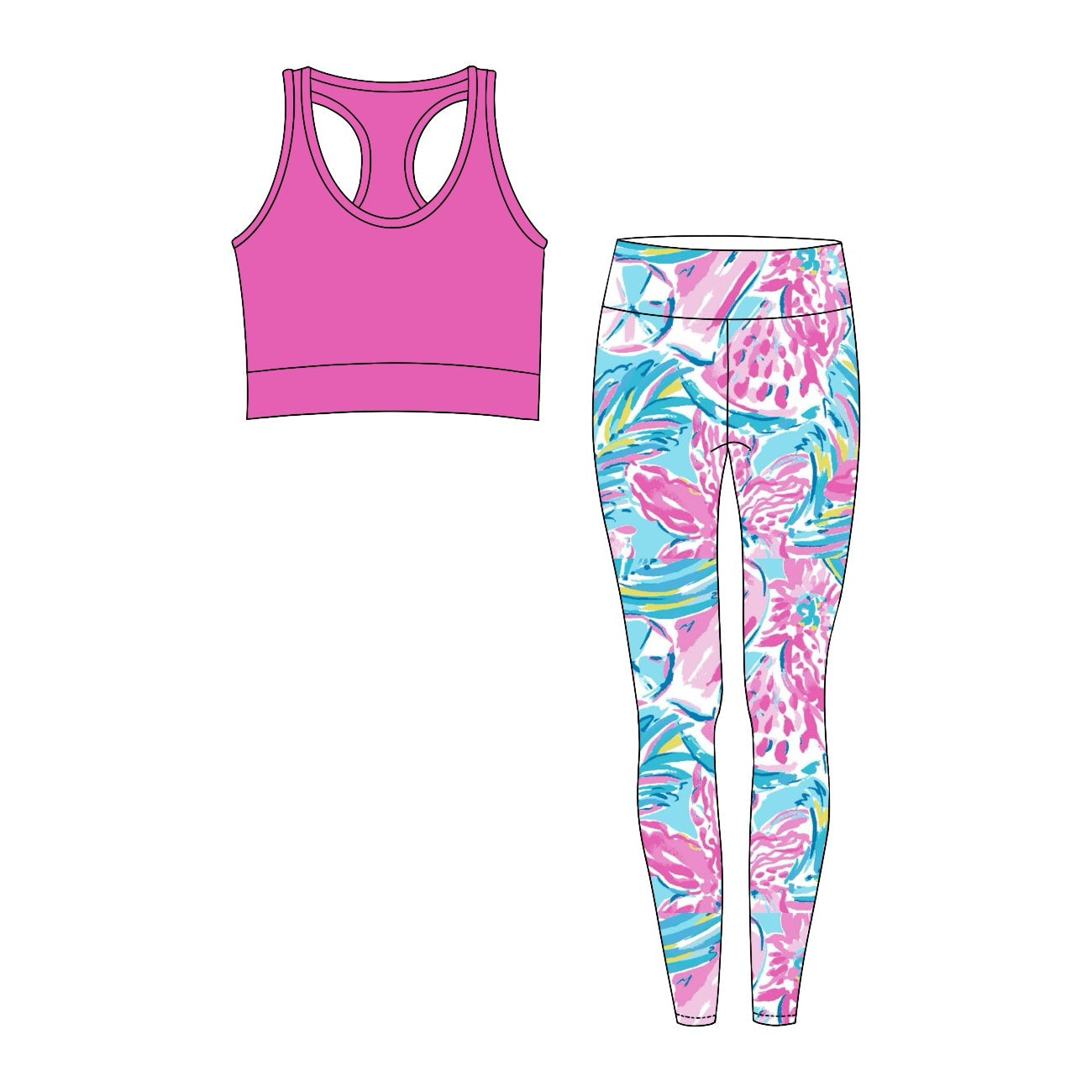 Pre-order Adult Women Pink Vest Leopard Pants Seaweed Sports Set