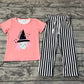 Baby Girl Halloween Shirt Black Stripes Pants Set