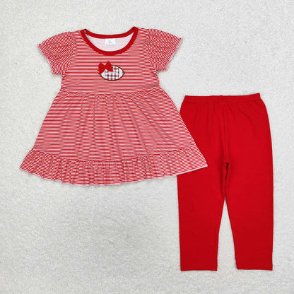 Baby Girl Stripes Football Embroidery Sibling Set