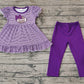 Baby Girl Purple Stripes Embroidery Football Tunic Pants Set