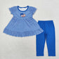 Baby Girl Stripes Football Embroidery Sibling Set