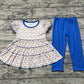 Baby Girl Short Sleeves Fall Pumpkins Tunic Blue Pants Set