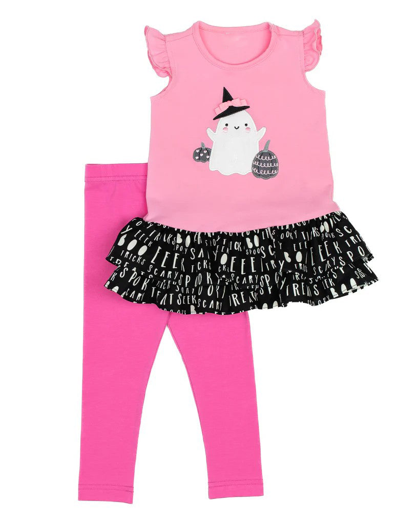 Pre-order Baby Girl Halloween Ghost Tops Pants Pink Set