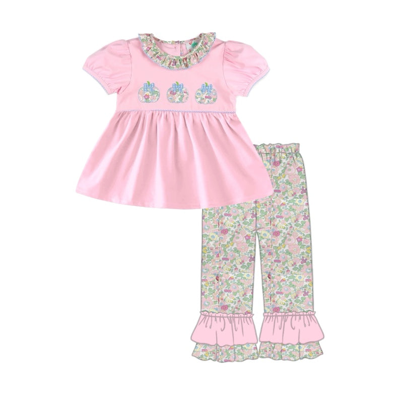 Pre-order Baby Girl Pumpkin Pink Tunic Flower Pants Set