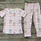 Baby Girl Short Sleeves Dogs Shirt Pants Pajamas Set