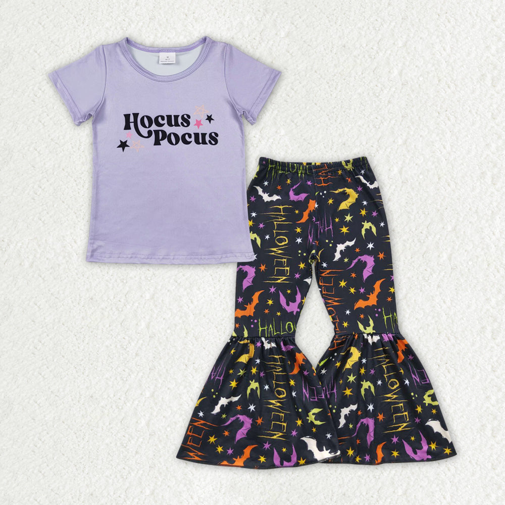 Baby Girl Halloween Grey Shirt Bell Pants Clothes Set