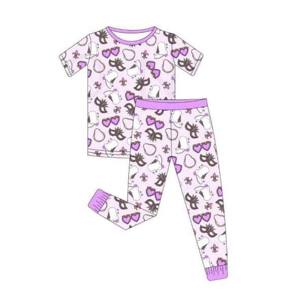 Pre-order Baby Girl Mardi Gras Shirt Pants Pajamas Clothes Set