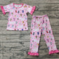 Baby Girl Short Sleeves Valentines Dogs Hearts Shirt Pants Pajamas Clothes Set