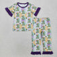 Baby Boy Girl Mardi Gras Crocodile Sibling Romper Pajamas Set