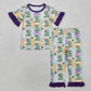 Sibling Baby Boys Girls Short Sleeves Mardi Gras Shirt Pants Pajamas Sets RTS