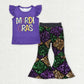 Sibling Baby Girls Short Sleeves Shirts Plaid Sequins Bell Pants Sets Mardi Gras Clothes RTS