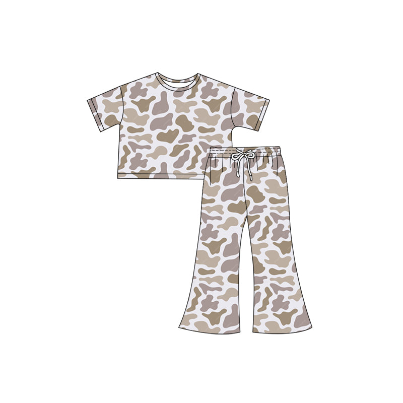 Preorder Baby Girl Short Sleeves Camo Shirt Pants Clothes Set