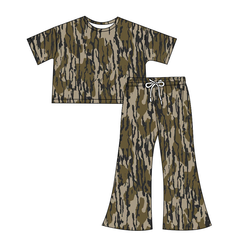 Preorder Adult Women Short Sleeves Shirt Tops Pants Clothes Camo Woman Set