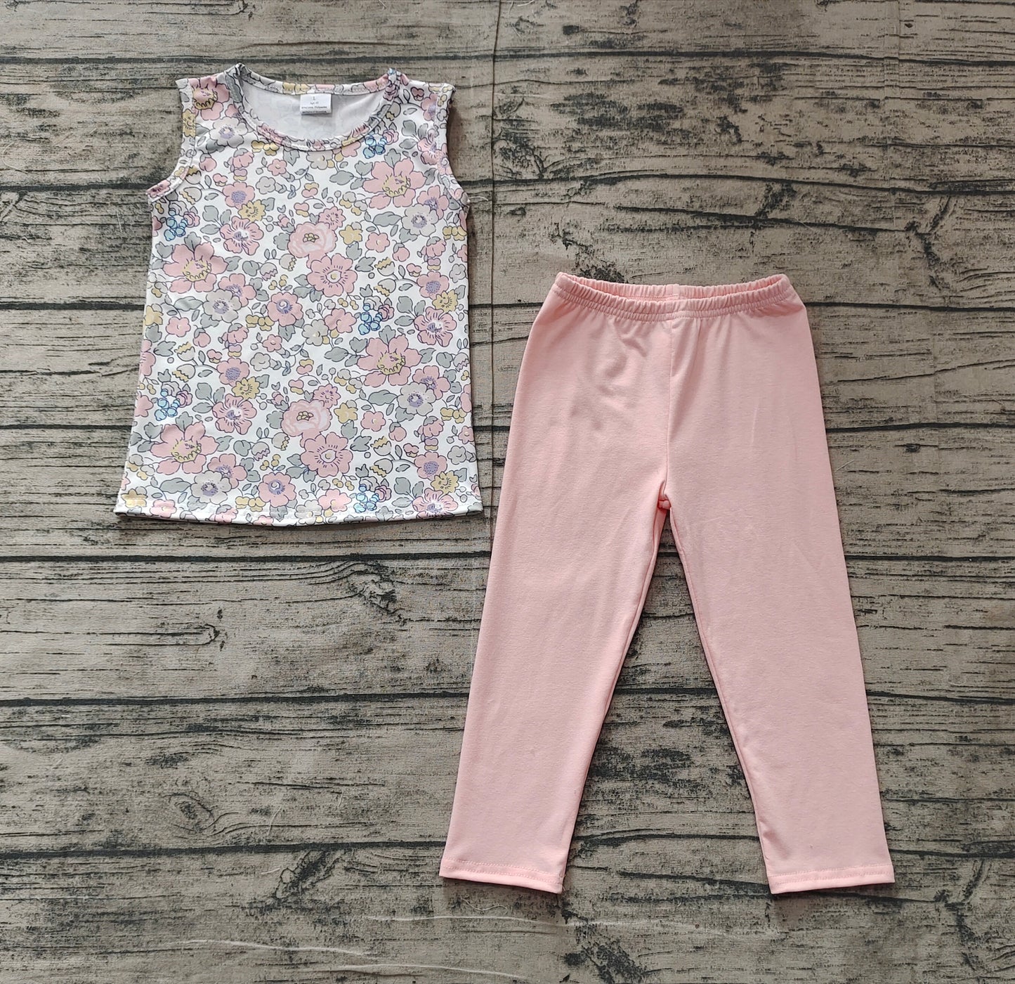 RTS Baby Girl Sleeveless Flower Shirt Leggings Pants Clothes Set